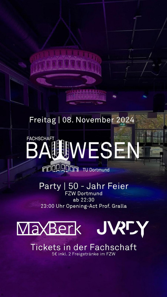 Plakat für Bauwesen Party am 8.11.2024 im FZW